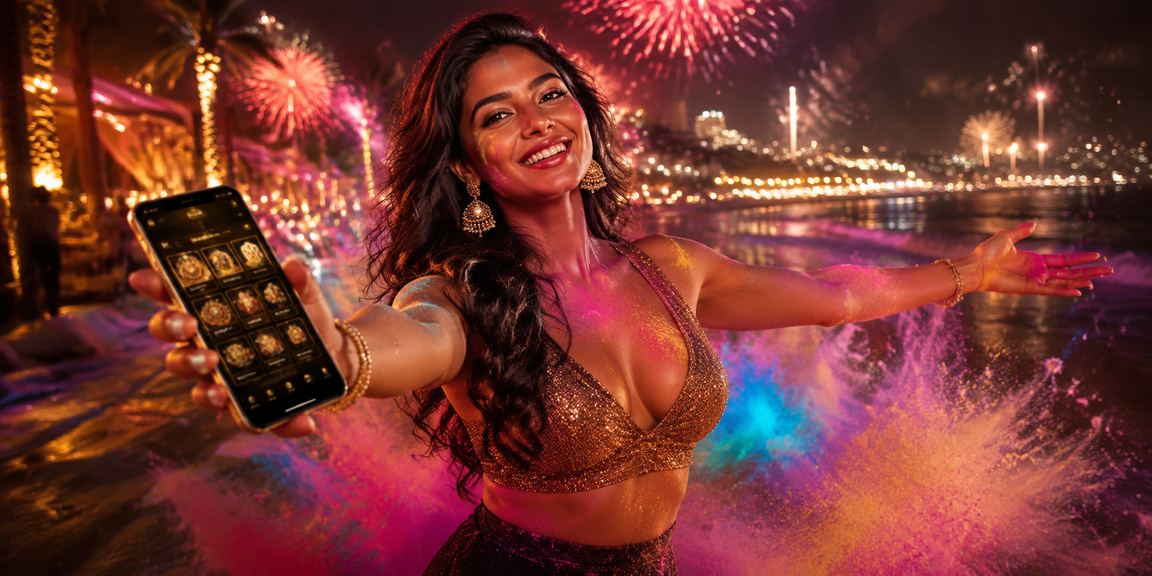 User enjoying mobile casino promotions during Holi festival in Goa